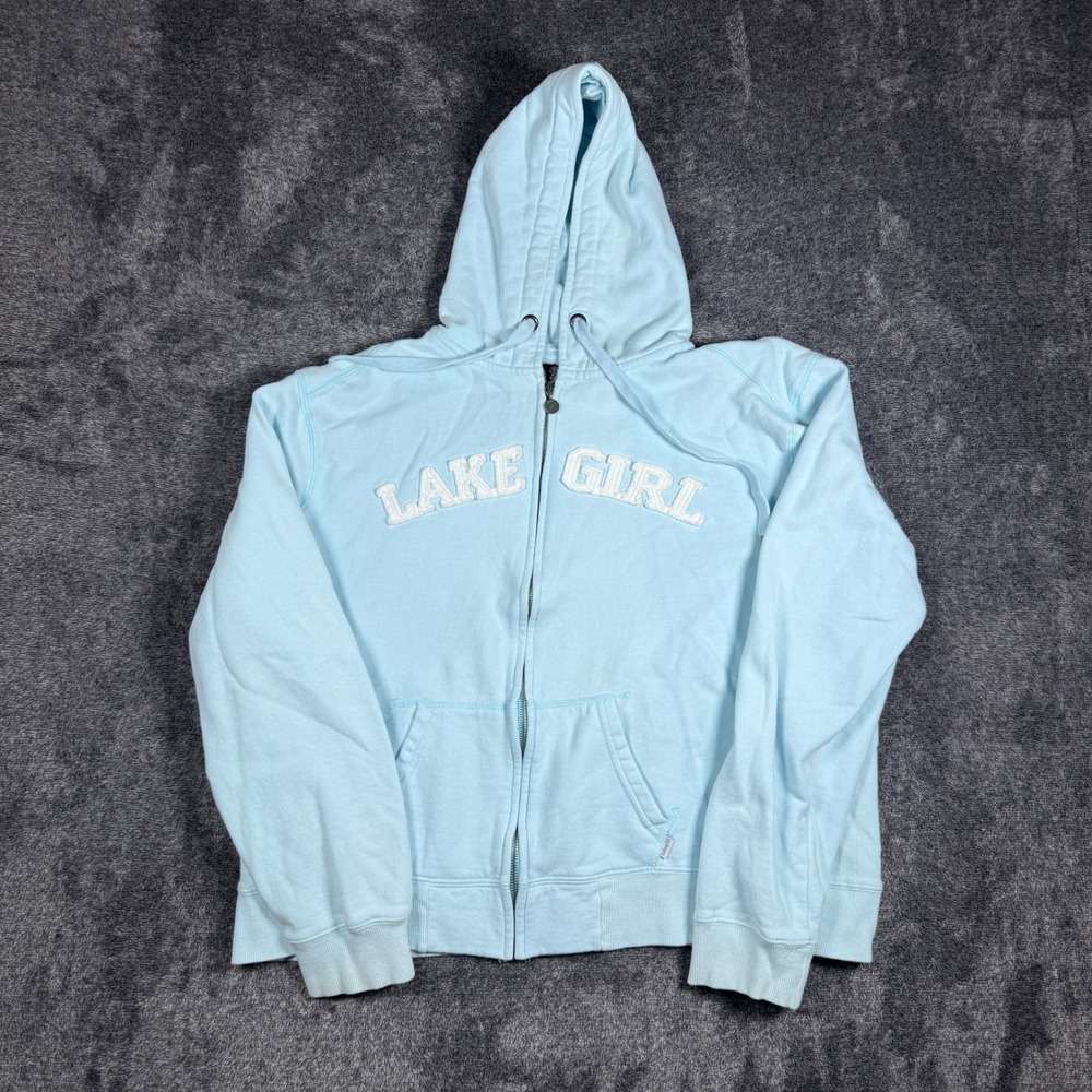 Lakegirl Authentic Lake Gear Baby Blue Full Zip Hoodie Sweatshirt XL